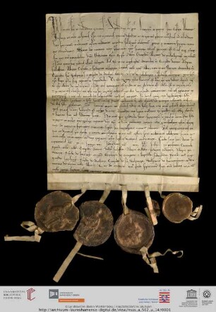 Urkunde : Schlichtung des Streits zwischen dem Bischof von Speyer und Kloster Maulbronn