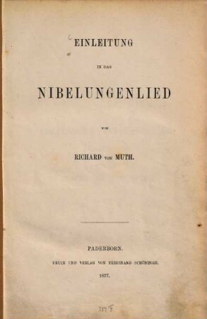 Einleitung in das Nibelungenlied