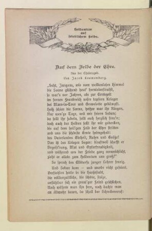 Heldentum auf friedlichem Felde.