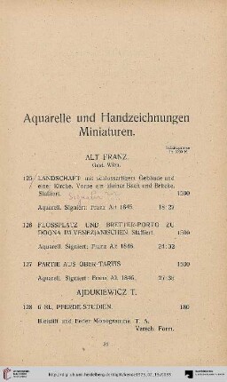 Aquarelle und Handzeichnungen (Nr. 31-157)