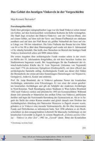 Das Gebiet des heutigen Vinkovcis in der Vorgeschichte