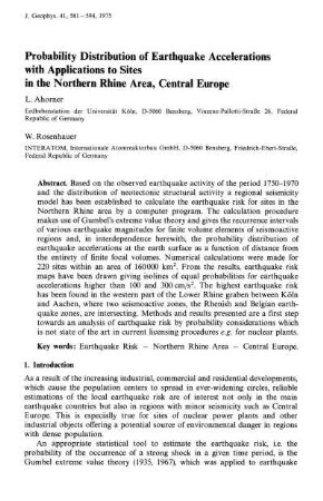 Probability distribution of earthquake accelerations with applications to sites in the Northern Rhine Area, Central Europe