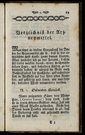 Verzeichniß der Arzneymittel.