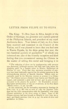 Letter from Felipe III to Silva