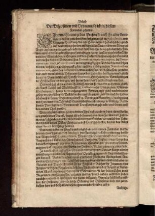 "Ursach Der Disposition und Ordnung/ so ich in diesem Formular gehalten."