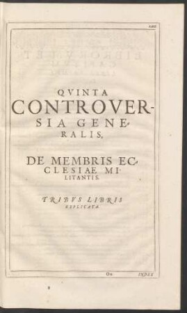 Quinta Controversia Generalis, De Membris Ecclesiae Militantis.
