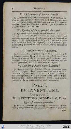 Pars I. De Inventione.
