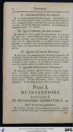 Pars I. De Inventione.