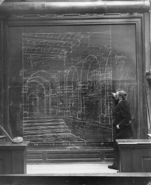 Professor Max Kleiber beim Unterricht (Architektur, Perspektive) an der königlich bayerischen Akademie der bildenden Künste in München