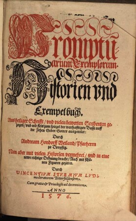 Promptuarium Exemplorum. Historien und Exempelbuch ...