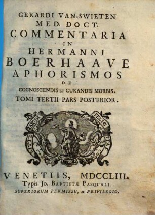 Commentaria in Hermanni Boerhaave Aphorismos de cognoscendis et curandis morbis. 3,2