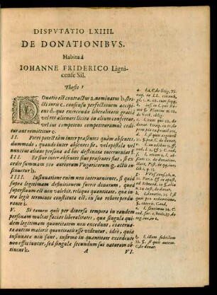 Disputatio LXIIII. De Donationibus.