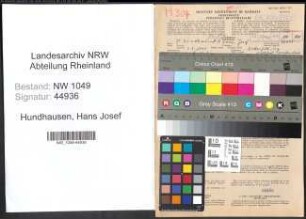 Entnazifizierung Hans Josef Hundhausen , geb. 03.08.1904 (Arzt)