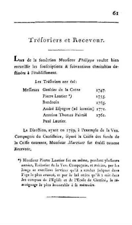 Trésoriers et Receveur