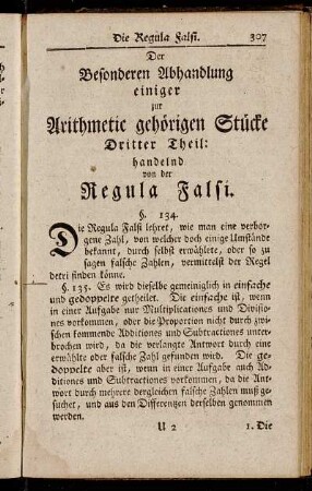 ...Dritter Theil: handelnd von der Regula Falsi.