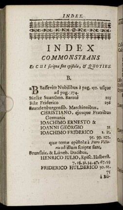 Index Commonstrans Et CUI scripta Sint epistolæ, & Quoties