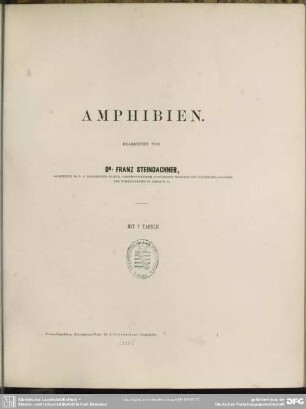 Zoologischer Theil ; Bd.1: Amphibien