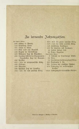Zu lernende Jahreszahlen