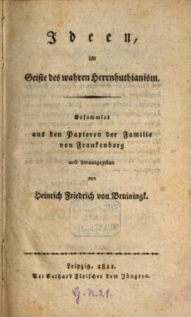 Ideen im Geiste des wahren Herrnhuthianism