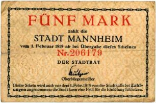 Geldschein / Notgeld, 5 Mark