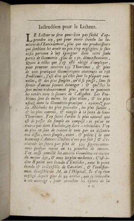 Instruction pour le Lecteur.
