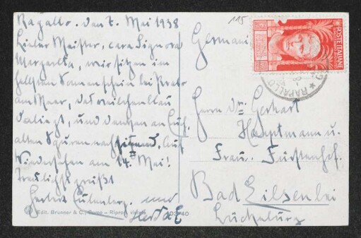 Brief von Herbert Eulenberg und Hedda Eulenberg an Gerhart Hauptmann und Margarete Hauptmann