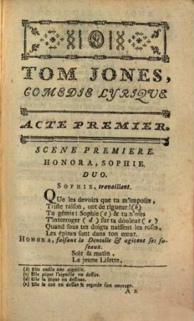 Tom Jones : Comédie Lyrique En Trois Actes