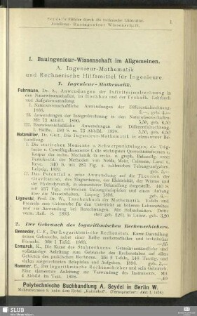 I. Bauingenieur-Wissenschaft im Allgemeinen