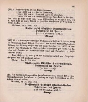 Nr. 53: Ministerialbekanntmachung, betreffend Genehmigung der Reinhard-Bardenheuer-Stiftung in Ruhla