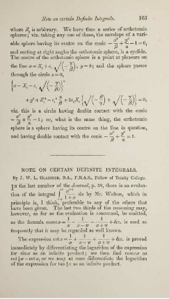 Note on certain definite integrals.