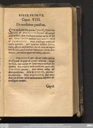 Caput VIII. De medicinae partibus.
