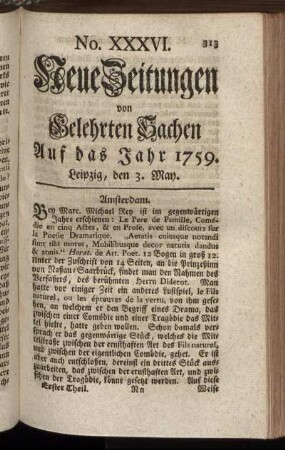 No. XXXVI. Leipzig, den 3. May. - No. XLIV. Leipzig, den 31. May.