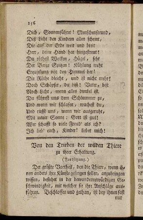 Von den Trieben der wilden Thiere zu ihrer Erhaltung. (Fortsetzung.)
