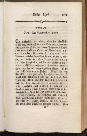 XXXVI. Den 1sten September, 1767