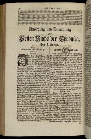 Auslegung und Betrachtung Des Ersten Buchs der Chronica