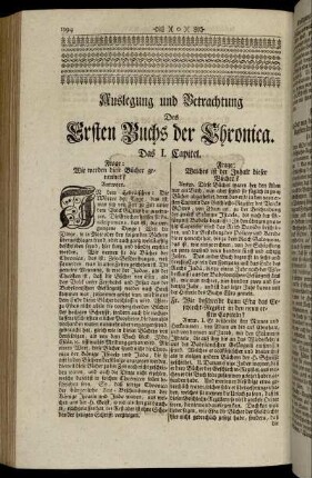 Auslegung und Betrachtung Des Ersten Buchs der Chronica