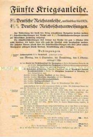 Flugblatt mit dem Aufruf zur Fünften Kriegsanleihe