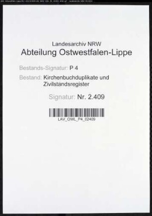 Kirchenbuchduplikate der katholischen Gemeinden Assinghausen (G 1818), Bontkirchen (G 1818), Altenbüren, Kreis Brilon (G 1818), Thülen, Kreis Brilon (G 1818), Brunskappel (G 1818), Brilon (G 1818), Bigge (G 1818), Scharfenberg, Kreis Brilon (G 1818), Alme, Kreis Brilon (G 1818). (Gemeinde: Katholische Gemeinden, Assinghausen, Bontkirchen, Altenbüren, Thülen, Brunskappel, Brilon, Bigge, Scharfenberg, Alme, Kreis Brilon)