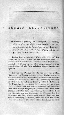 Itinéraire descriptif de l'Espagne et tableau élémentaire des différentes branches de l'administration et de l'industrie de ce royaume / Alexandre de Laborde. - Paris, 1809
