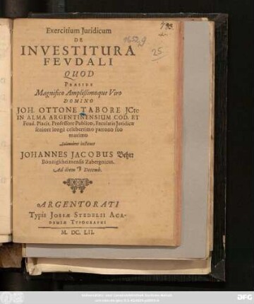 Exercitium Iuridicum De Investitura Feudali