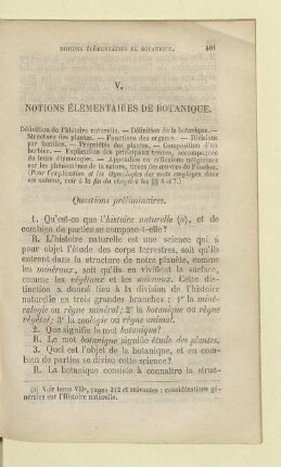 Questions préliminaires