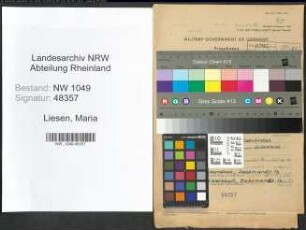 Entnazifizierung Maria Liesen , geb. 10.05.1908 (Lehrerin)