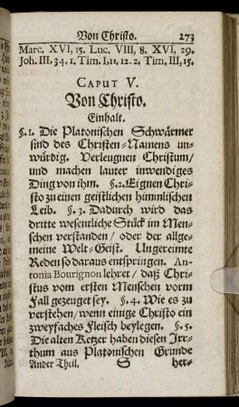 Caput V. Von Christo