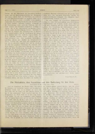 Die Mekkabahn, ihre Aussichten und ihre Bedeutung für den Islam.