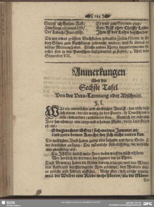 Anmerkungen über die Sechste Tafel Von der Vers-Trennung oder Abschnitt