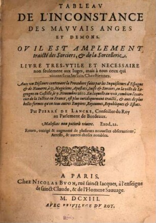 Tableau de l'inconstance des mauvais anges et démons