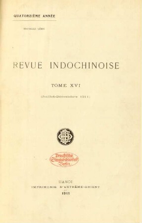 N.S. 16.1911=An. 14: Revue indo-chinoise