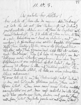 Brief an Bernhard Köhler