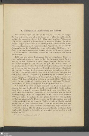 1. Lichtquellen, Ausbreitung des Lichtes