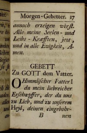 Gebett zu Gott dem Vatter. - Gebett zu Gott dem Heil. Geist.